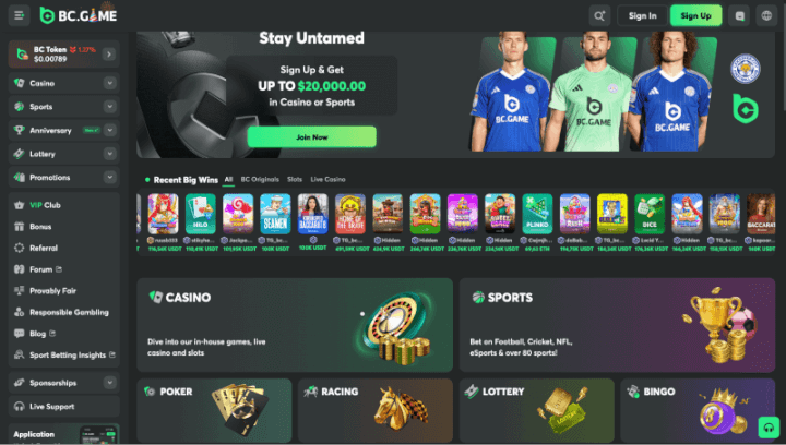 BC.Game webpage