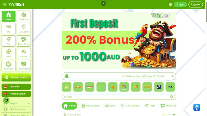 WillBet webpage