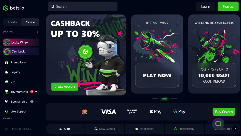 Bets.io webpage