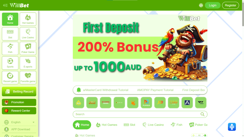 WillBet webpage